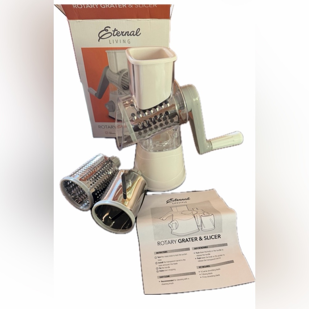 Eternal Living rotary, grater & slicer. 3 interchangeable blades